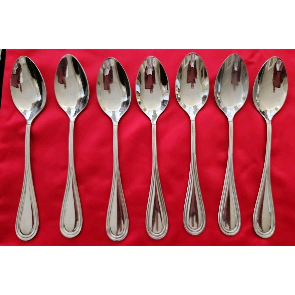 BISTRO Gourmet Settings Flatware GS Lot Of 7 Soup Tablespoon Glossy 18/10